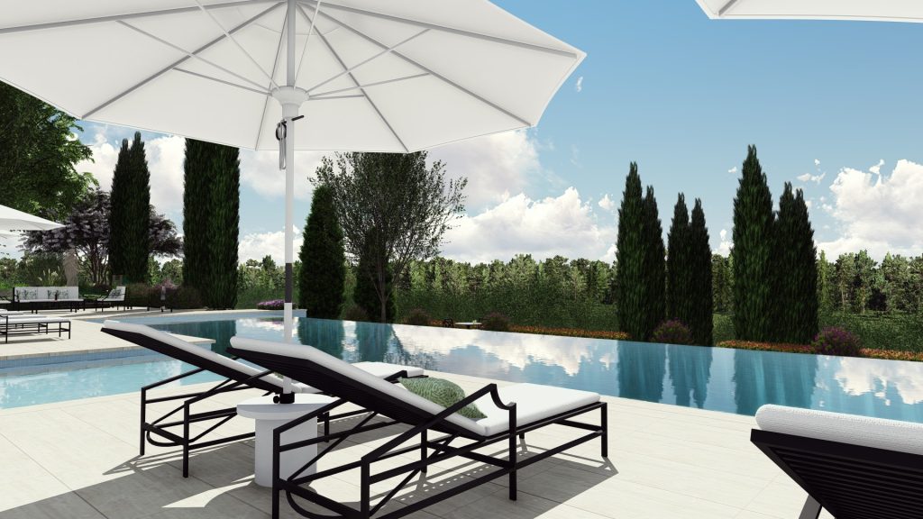 swimming pool with sunbeds landscape design