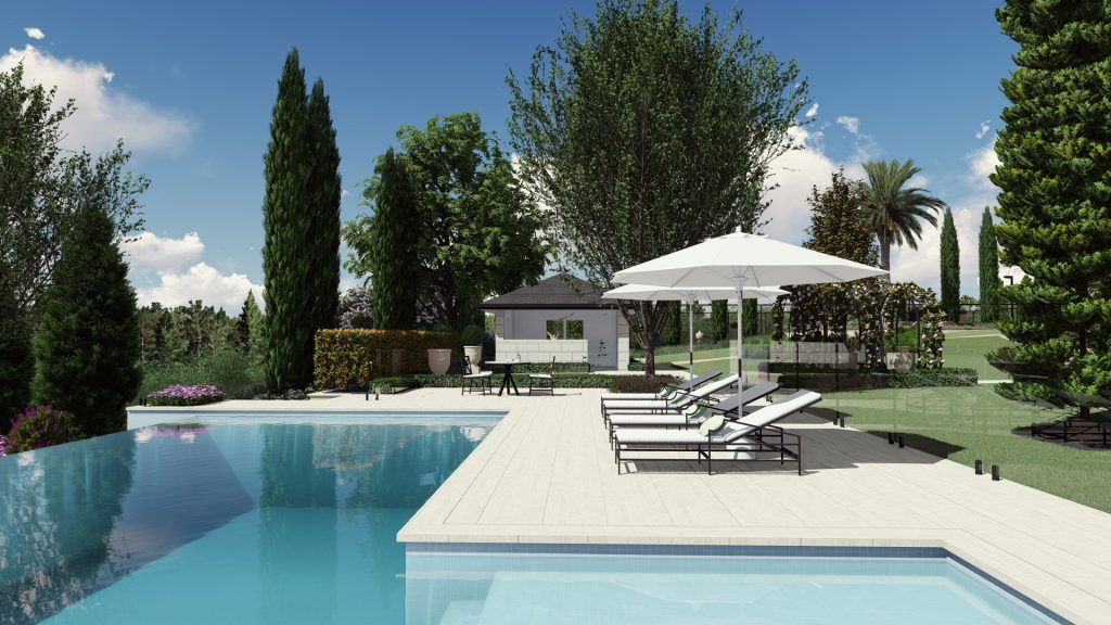 Italian Villa Garden with swimming pool