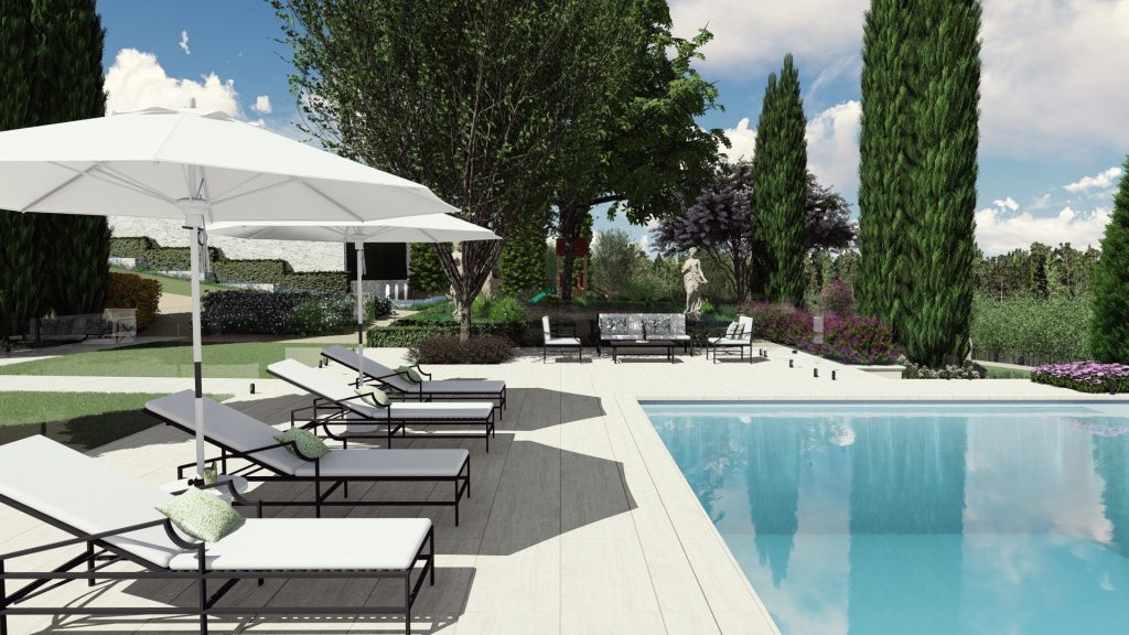 poolscape design with 3d garden design
