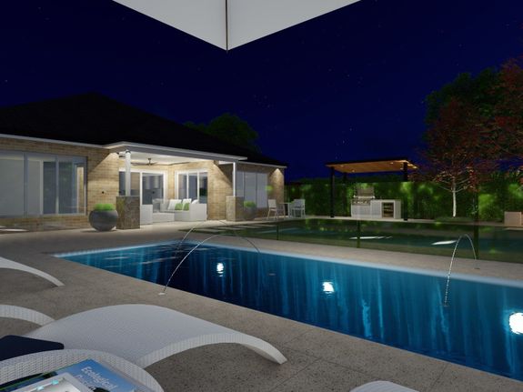 swimming pool with night lighting
