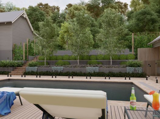 pool side landscape 3d design