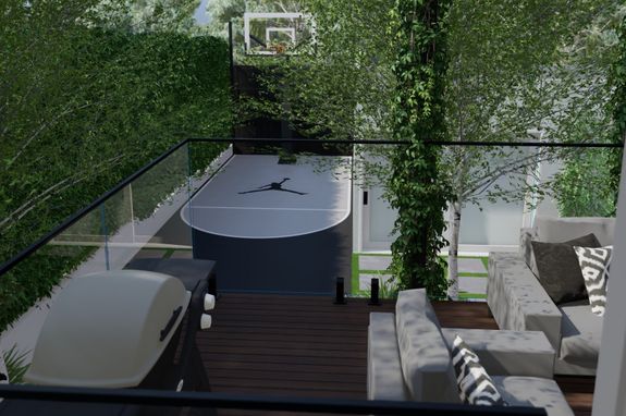 backyard basketball court landscape design