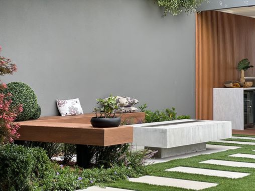 outdoor firepit and garden design