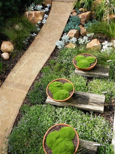 rustic landscape with sleepers and toppings path