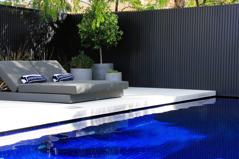 pool with sunbeds