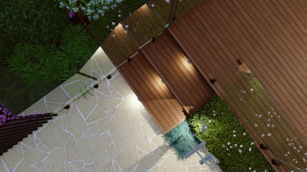 deck with lighting