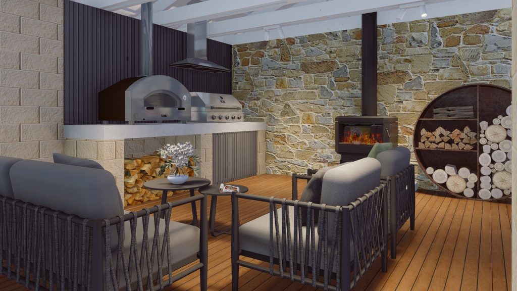 alfresco with fire place